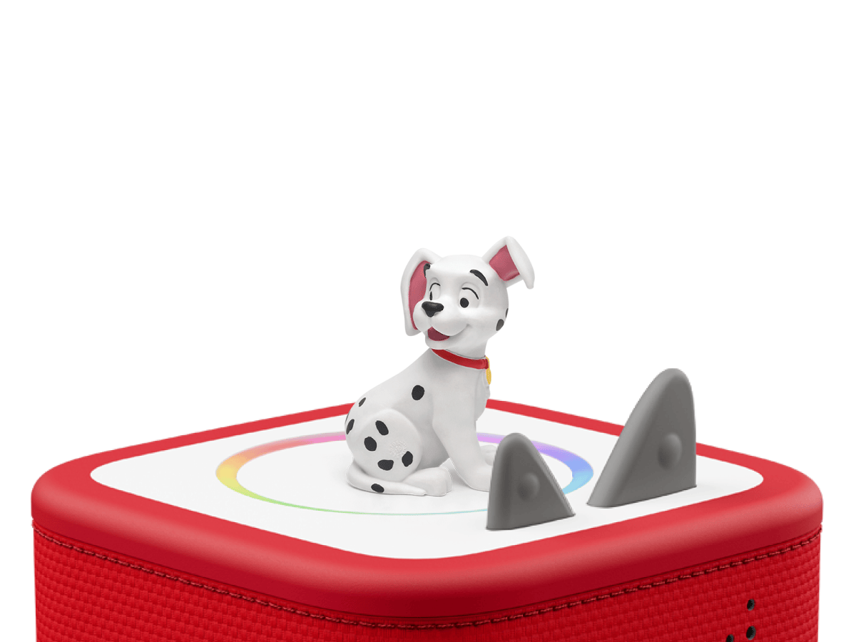 Disney 101 Dalmatians Tonie on a red Toniebox 2 ready to play audio stories and songs