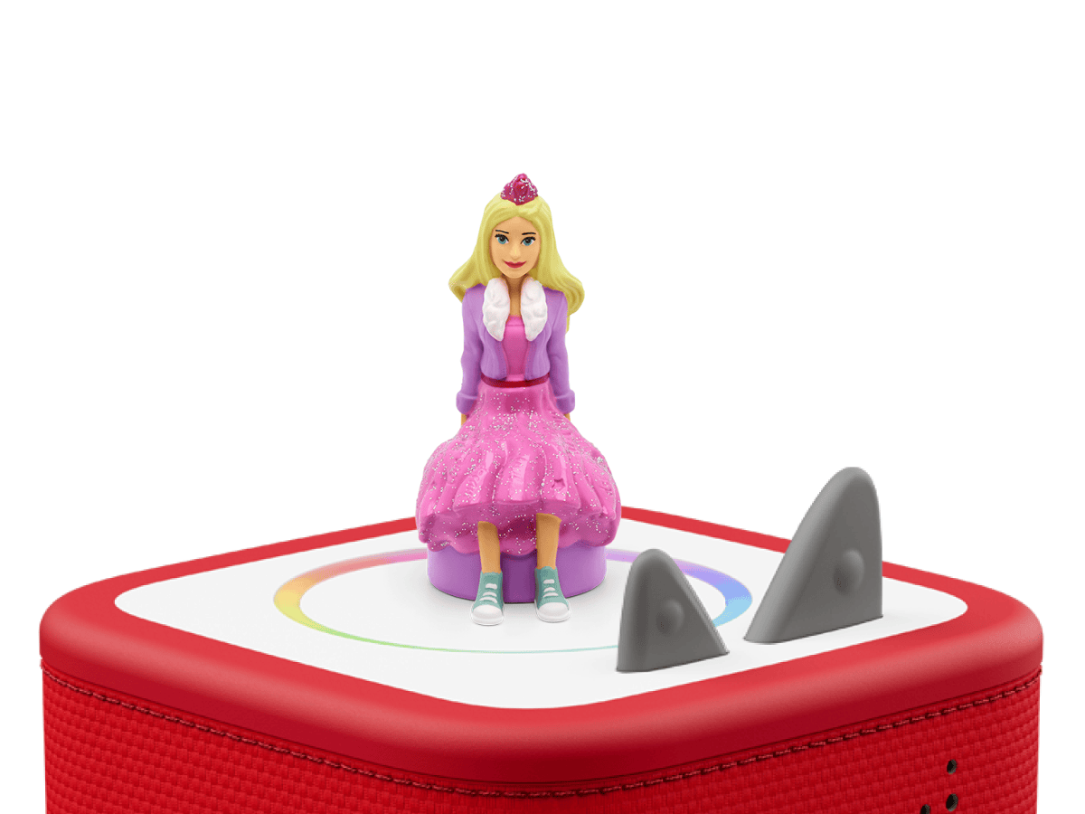 Barbie Princess Adventure Tonie on a red Toniebox 2 ready to play audio stories and songs