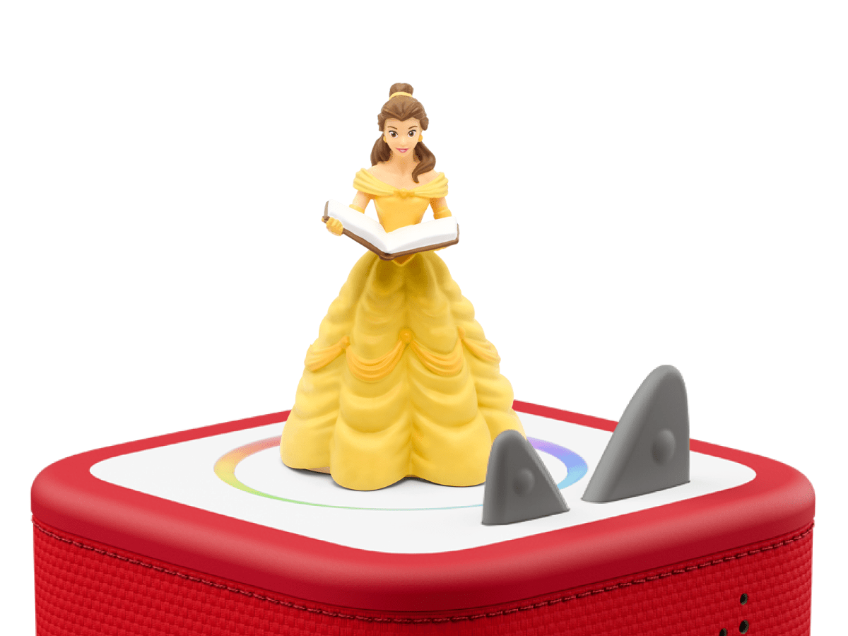 Disney La Belle Et La Bête Tonie en Français on a red Toniebox 2 ready to play audio stories and songs