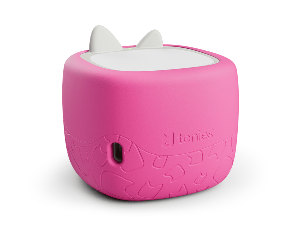Toniebox Lite Cover berry pink on a toniebox lite back view