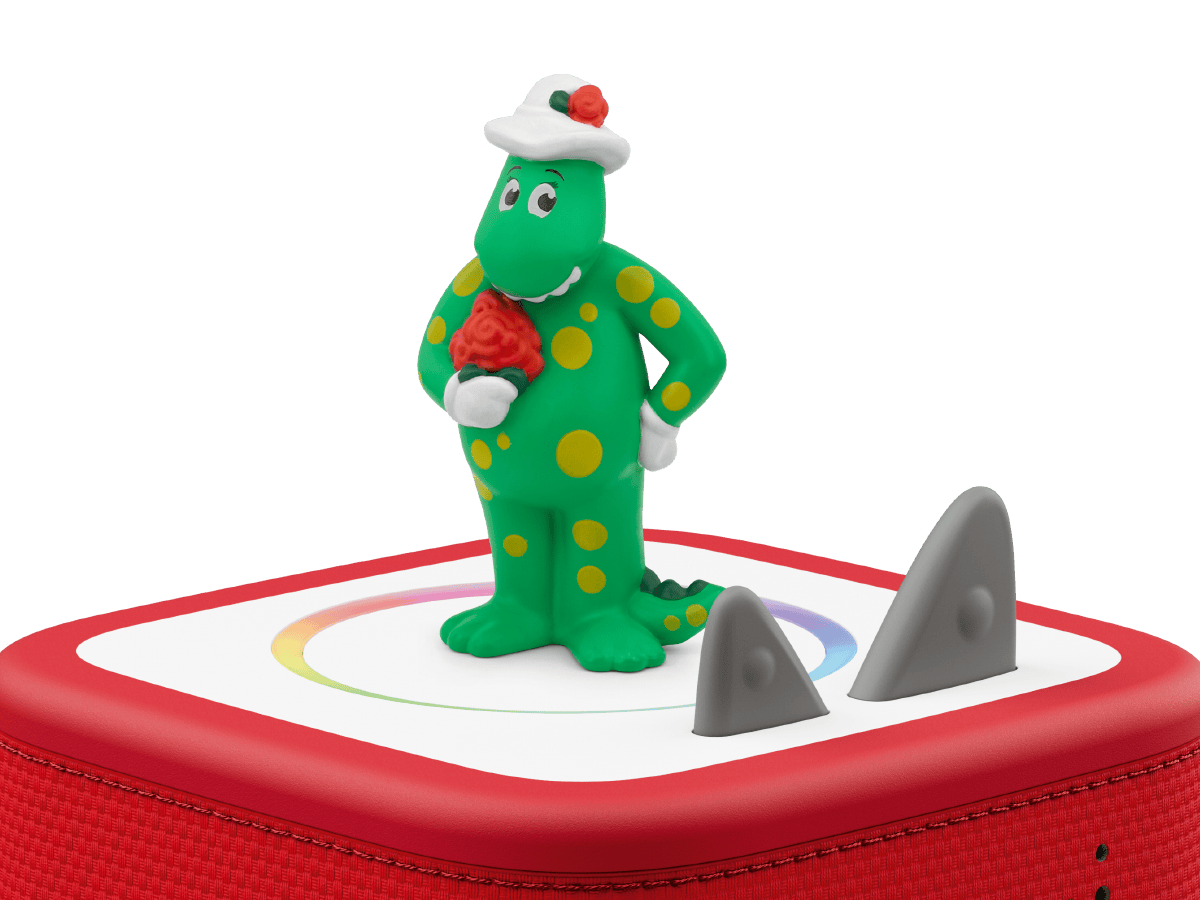 The wiggles dorothy the dinosaur Tonie on a red Toniebox 2 ready to play audio stories and songs