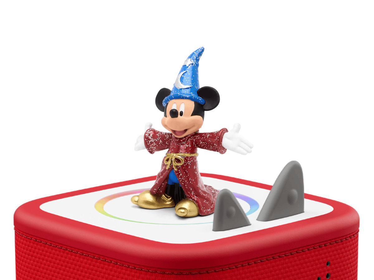 Disney Fantasia Tonie on a red Toniebox 2 ready to play audio stories and songs