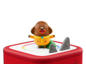 Hey Duggee Tonie on a red Toniebox 2 ready to play audio stories and songs