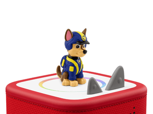 Chase Tonie  on a red Toniebox 2 ready to play audio stories and songs