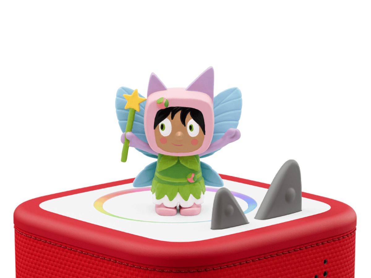 Fairy Creative-Tonie on a red Toniebox 2 ready to play audio stories and songs