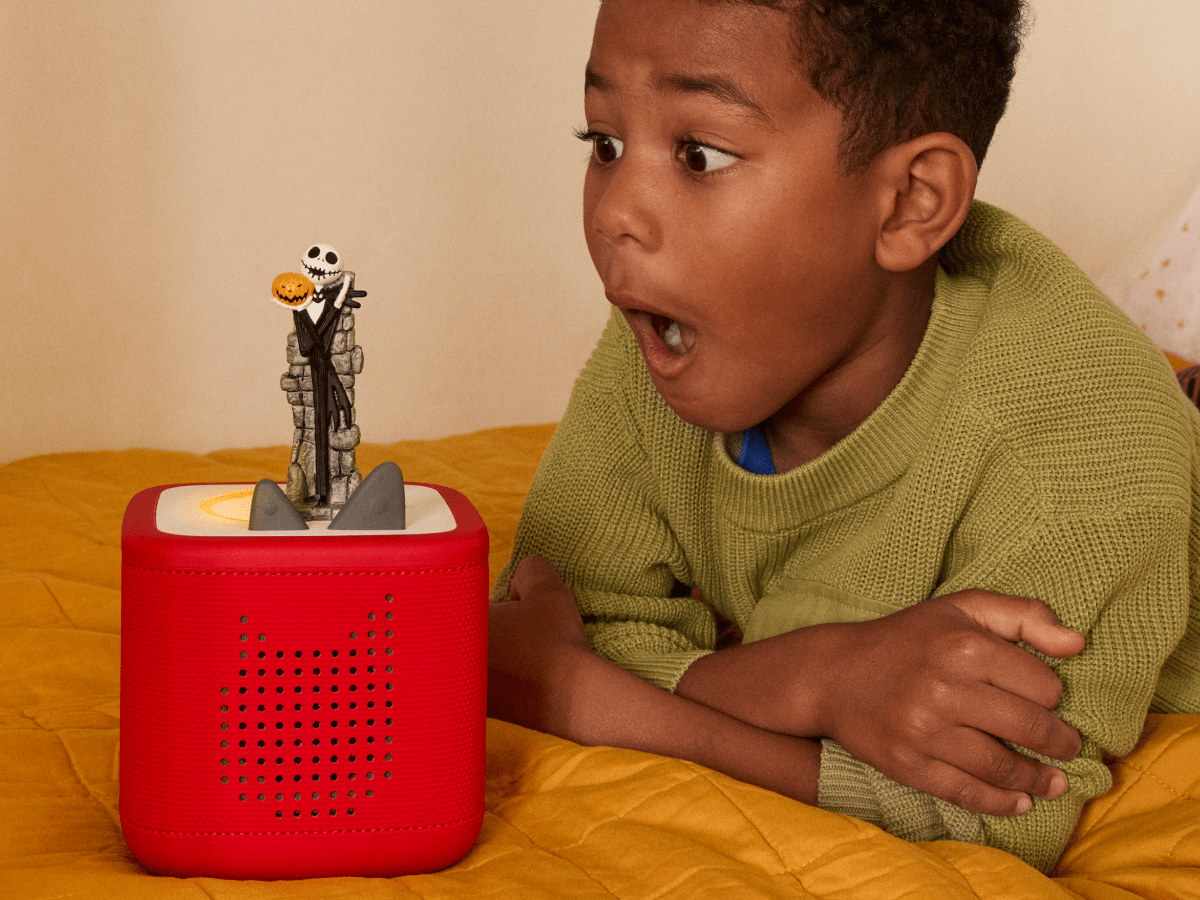 Child Playing With Disney The Nightmare Before Christmas Tonie Audio Figurine And Toniebox 2