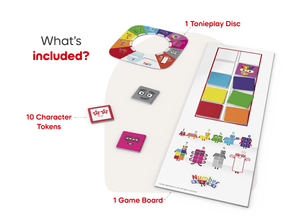 Tonieplay Numberblocks Learning Adventures includes Tonieplay Disc, and game board with 10 character tokens