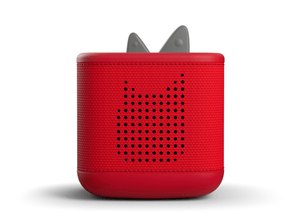 front view of a sunset red toniebox 2