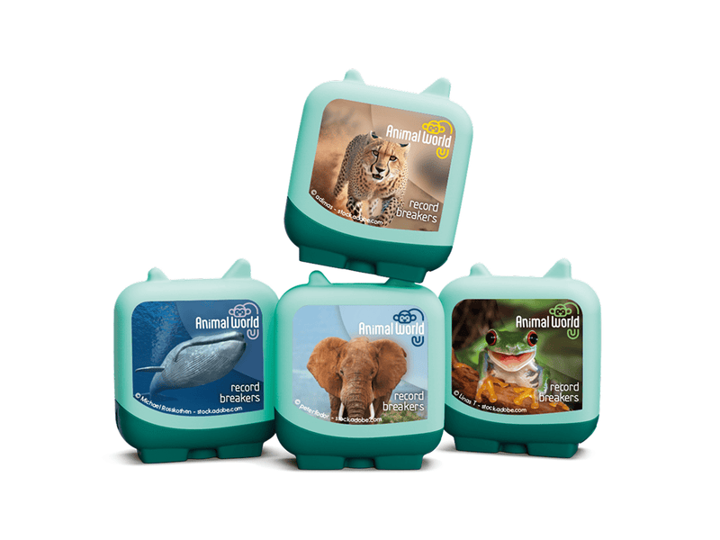 Animal World Record Breakers Clever Tonies - 4 Pack stacked together displaying the full set available