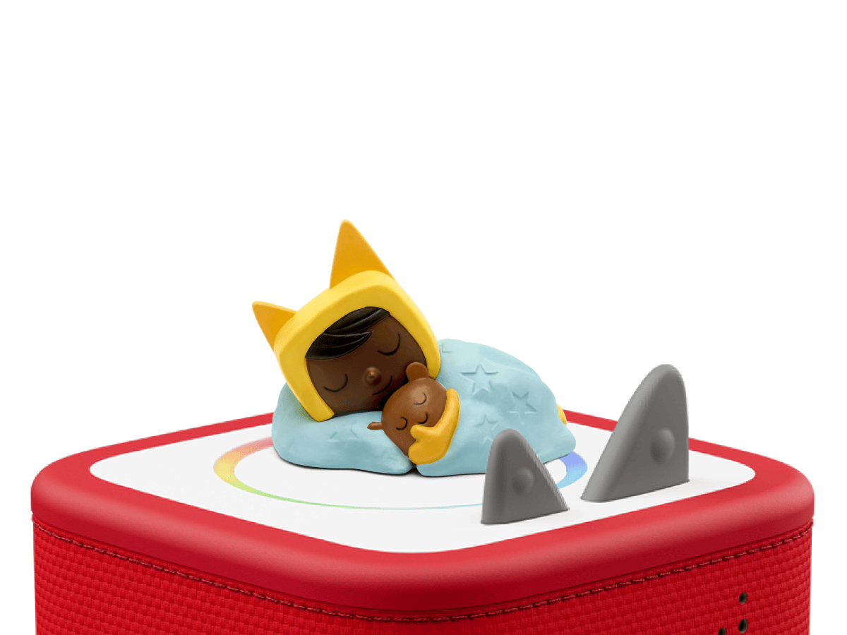 Sleepy Creative Tonie on a red Toniebox 2 ready to play audio stories and songs