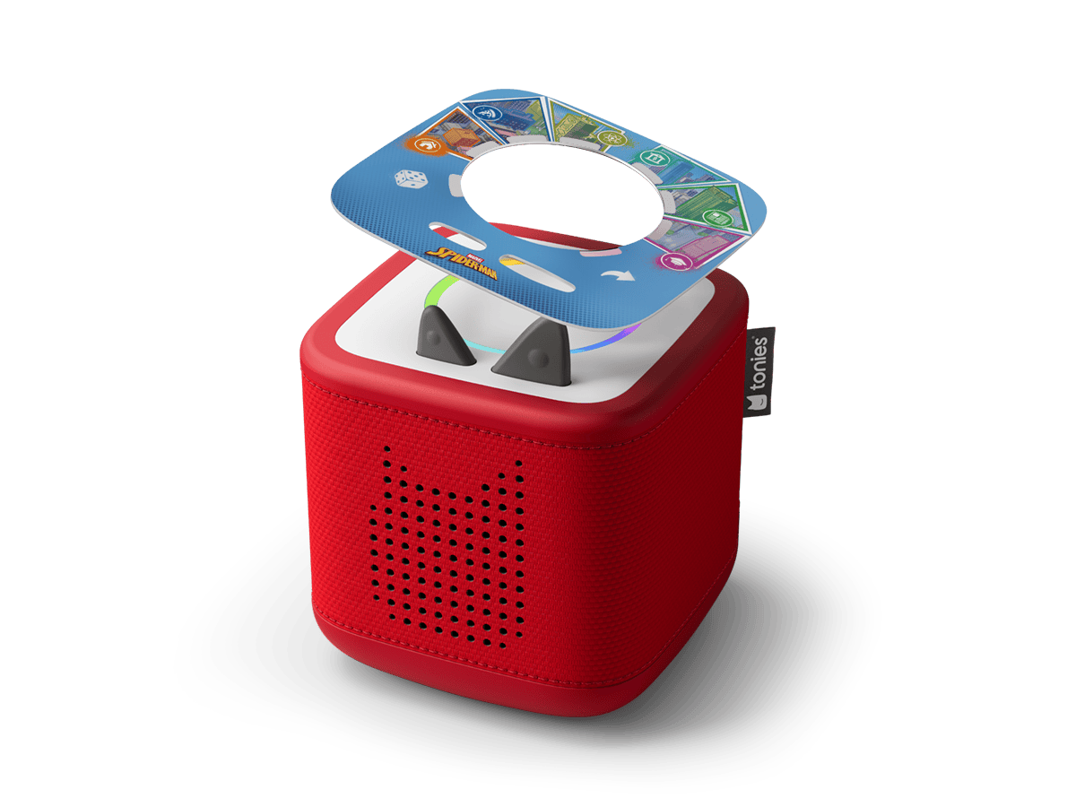 Tonieplay-Spider_Man Disc on red Toniebox 2 an audio player for kids