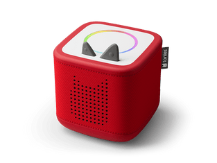 Top view of Sunset Red Toniebox 2 an audio player for kids, used with Tonie audio figurines and Tonieplay games
