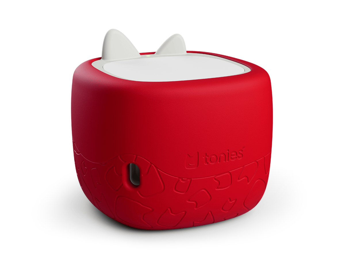 Toniebox Lite Cover sunset red on a toniebox lite back view