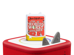 David Walliams - The Worlds Worst Children 1 on a red Toniebox 2 ready to play audio stories and songs curated for kids