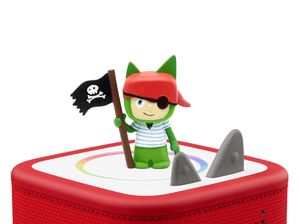Pirate Creative-Tonie on a red Toniebox 2 ready to play audio stories and songs