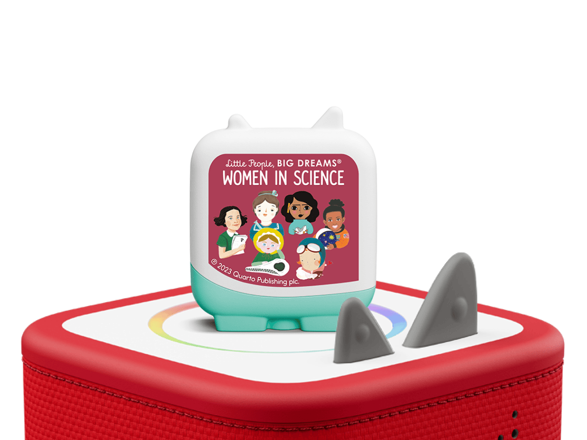 Little People Big Dreams Women In Science on a Red Toniebox 2 ready to play audio stories and songs curated for older listeners