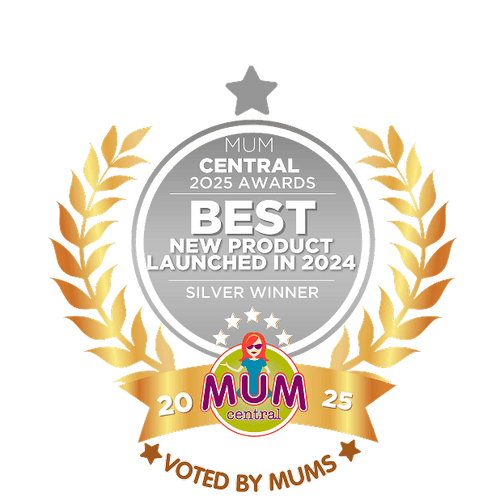 Award badge for 'Best New Product Launched in 2024' by Mum Central 